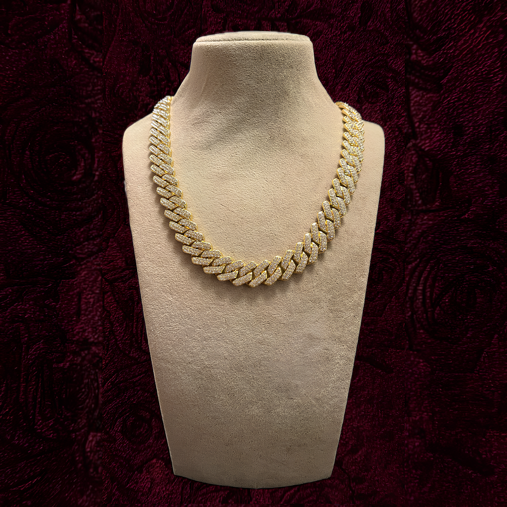 RICH ICED OUT GOLD MIAMI CHAIN 14mm (Bakır)