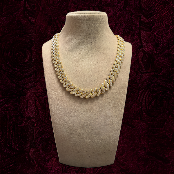 RICH ICED OUT GOLD MIAMI CHAIN 14mm (Bakır)