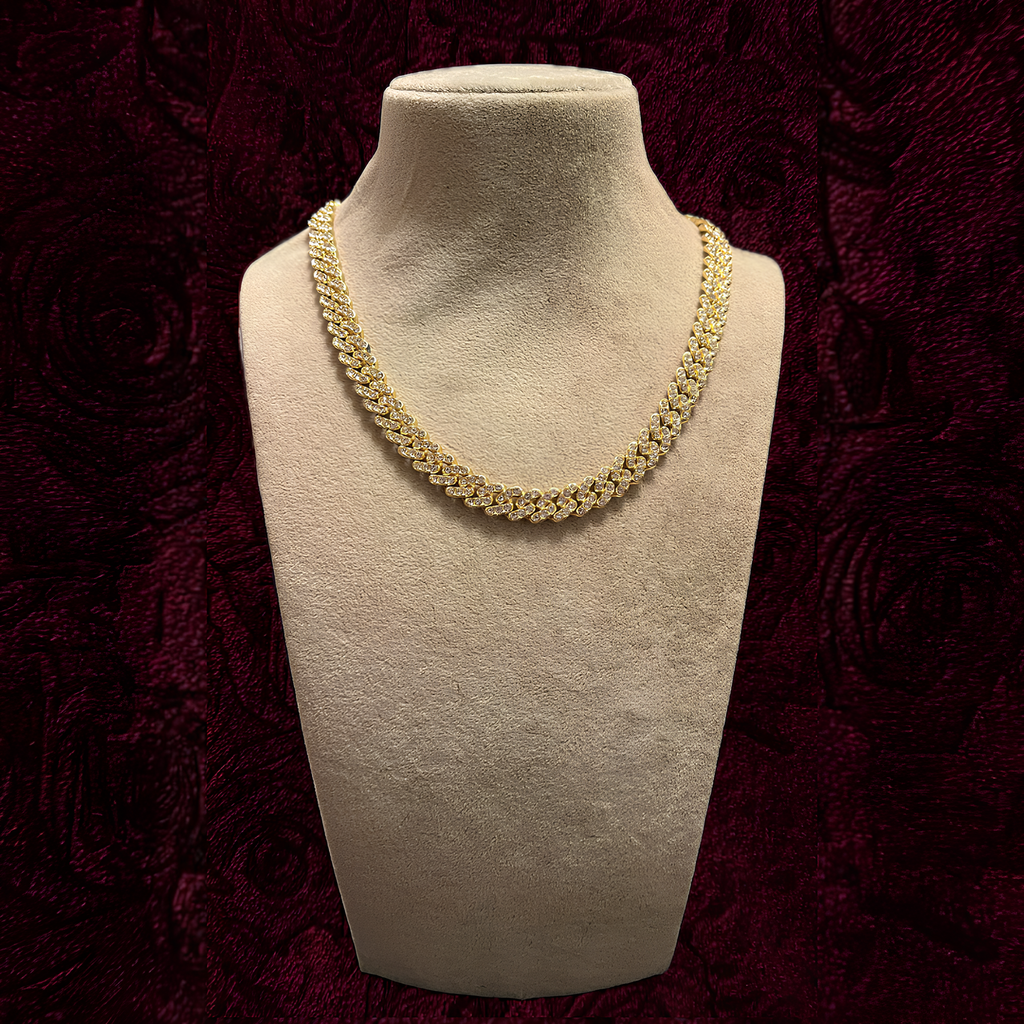 RICH ICED OUT GOLD CUBAN CHAIN 8mm (Bakır)