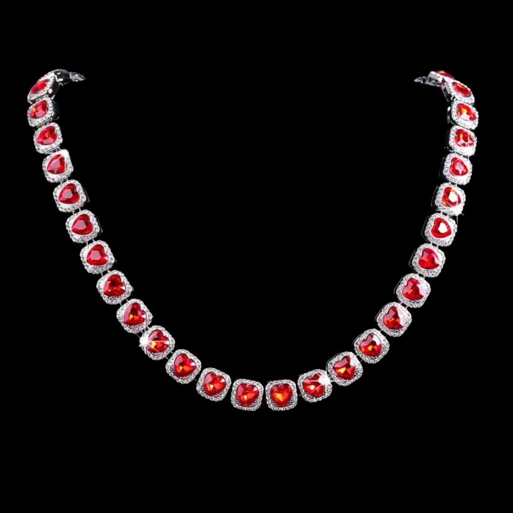 RICH RED HEART BAGUETTE CHAIN 12mm