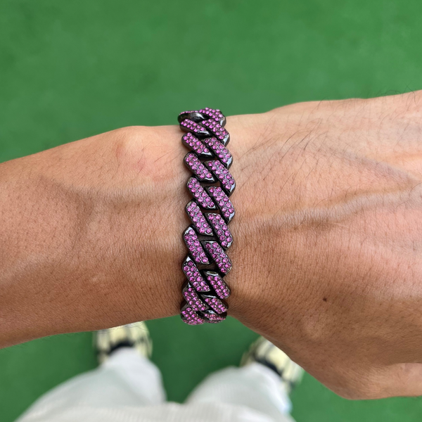 RICH AMETIST DIAMOND MIAMI BRACELET 14mm