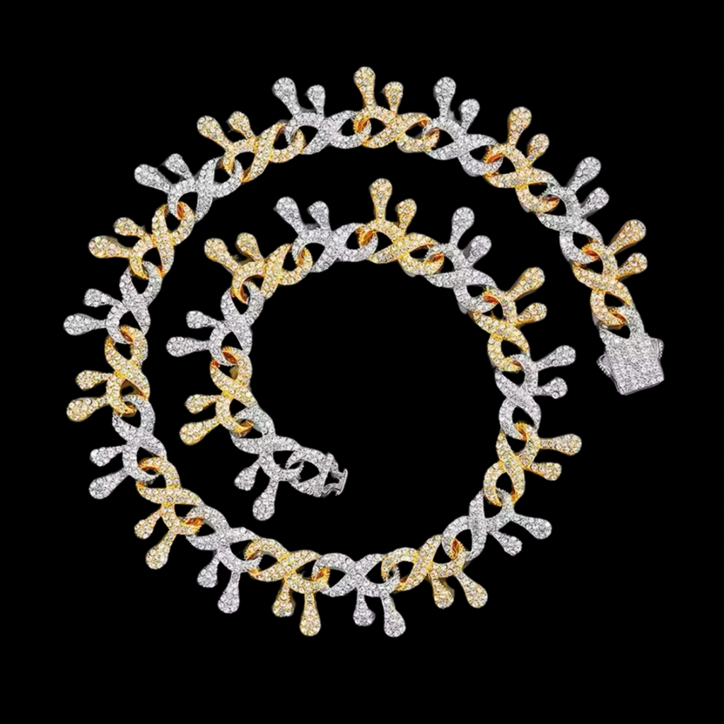RICH DRIP KING GOLD DIAMOND CHAIN 18mm (Ön Sipariş)