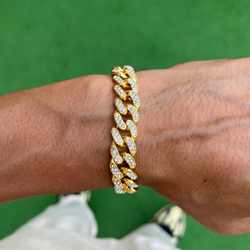 RICH GOLD DIAMOND CUBAN BRACELET 12mm