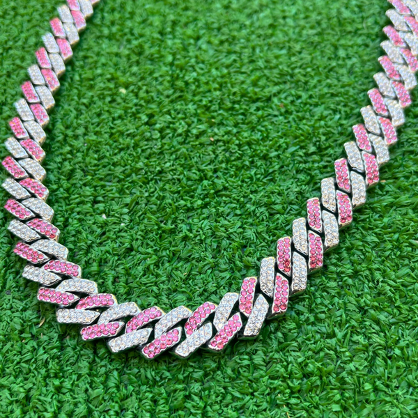 RICH PINK DIAMOND MIAMI CHAIN 14mm (Bakır)