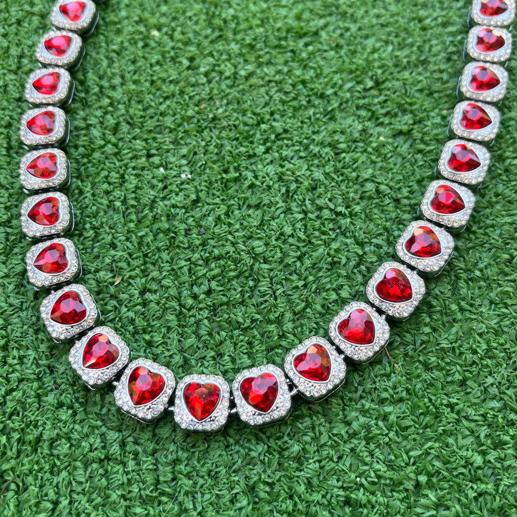 RICH RED HEART BAGUETTE CHAIN 12mm