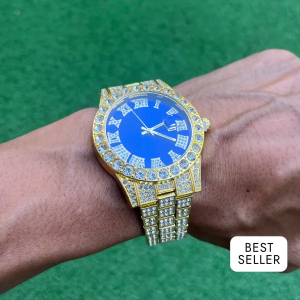 RICH DOUBLE DARK BLUE GOLD WATCH