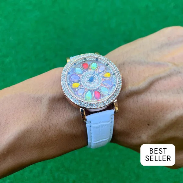 RICH WHITE ELEMENTS SPINNER WATCH
