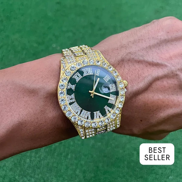 RICH DARK GREEN DIAMOND GOLD WATCH