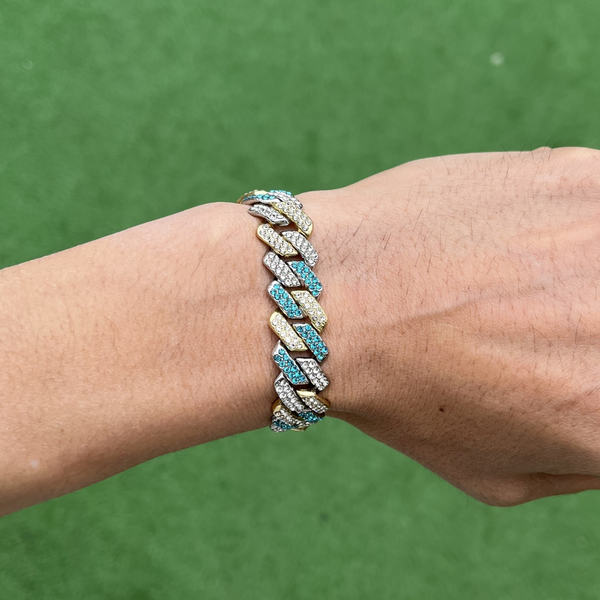 RICH DIAMOND TRIPLE COLOR MIAMI BRACELET 14mm (Limited Edition)