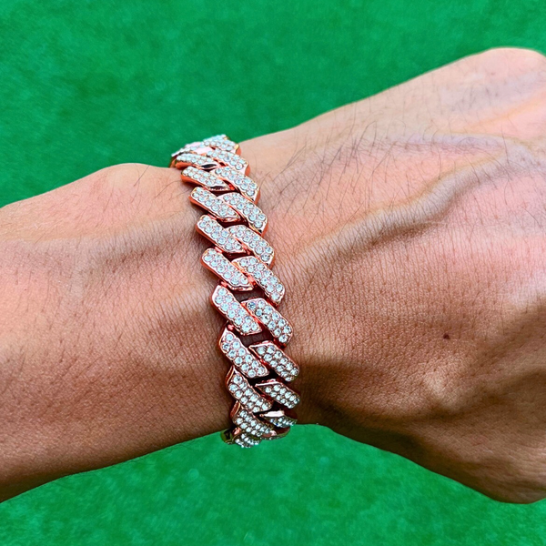 RICH ROSE GOLD DIAMOND MIAMI BRACELET 14mm