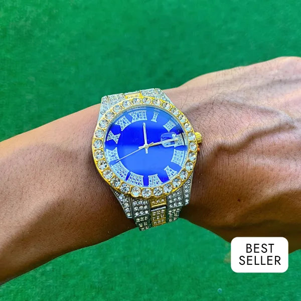 RICH DOUBLE COLOR DARK BLUE DIAMOND WATCH