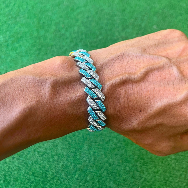 RICH BABY BLUE DIAMOND MIAMI BRACELET 14mm