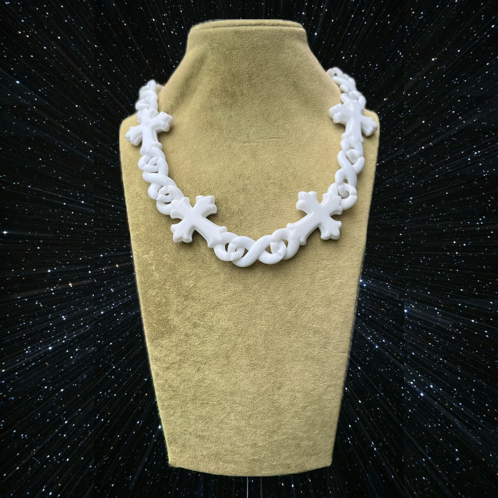RICH WHITE CROSS CLEAR CHAIN