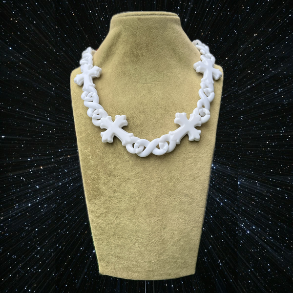 RICH WHITE CROSS CLEAR CHAIN