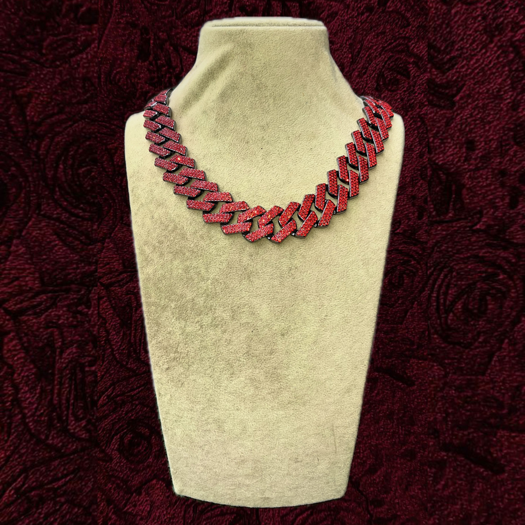 RICH ICED OUT RED DIAMOND MIAMI CHAIN 20mm (Limited Edition)
