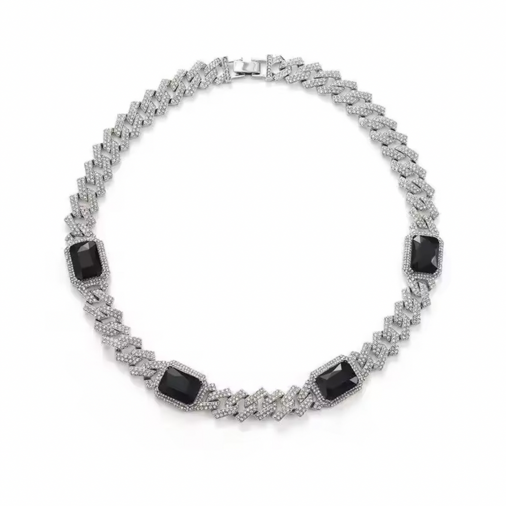 RICH BLACK BAGUETTE MIAMI CHAIN 14mm (Ön Sipariş)