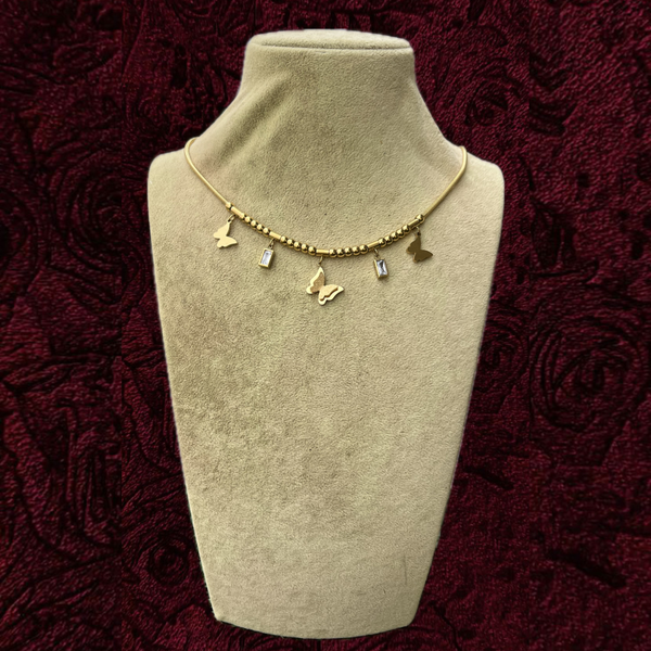 RICH BUTTERFLY DIAMOND GOLD ZİNCİR (Paslanmaz Çelik)