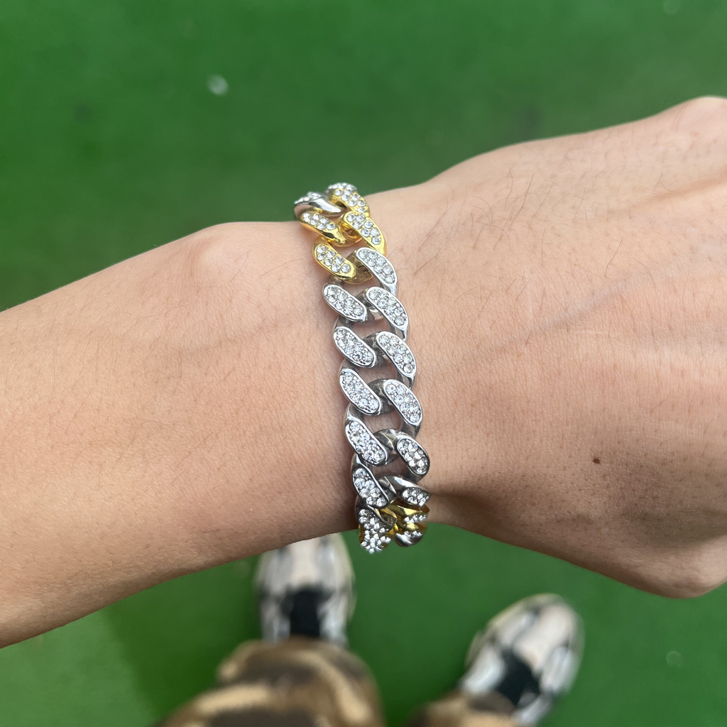 RICH DIAMOND TRIPLE COLOR CUBAN BRACELET 12mm (Limited Edition)