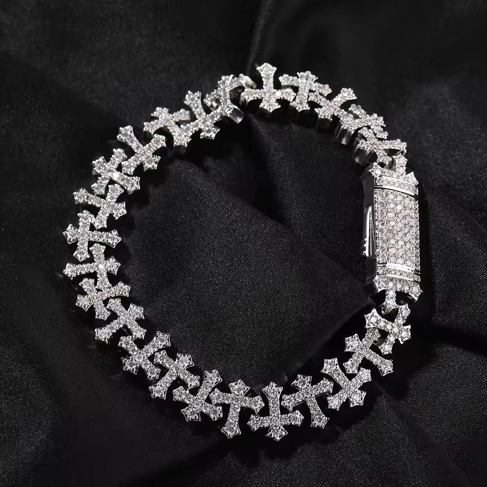 RICH FULL CROSS DIAMOND BRACELET (Gold Plated)