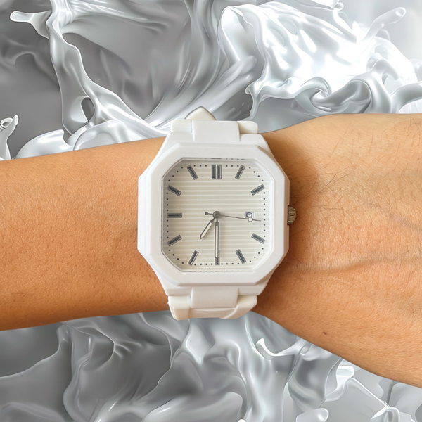 RICH SQUARE RUBBER WHITE PREMIUM WATCH (Polycarbon)
