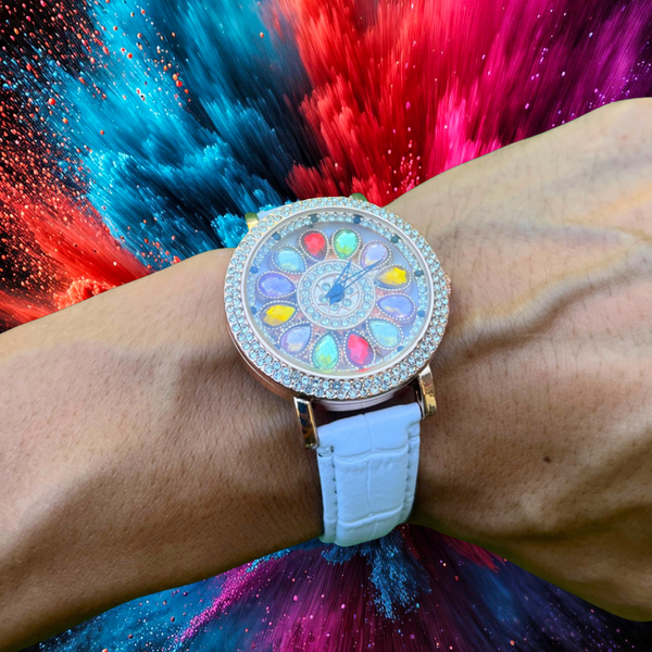 RICH WHITE ELEMENTS SPINNER WATCH