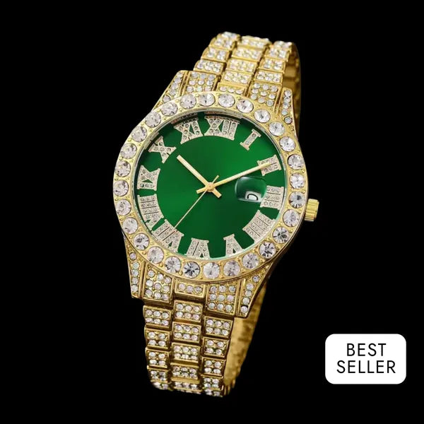 RICH DARK GREEN DIAMOND GOLD WATCH