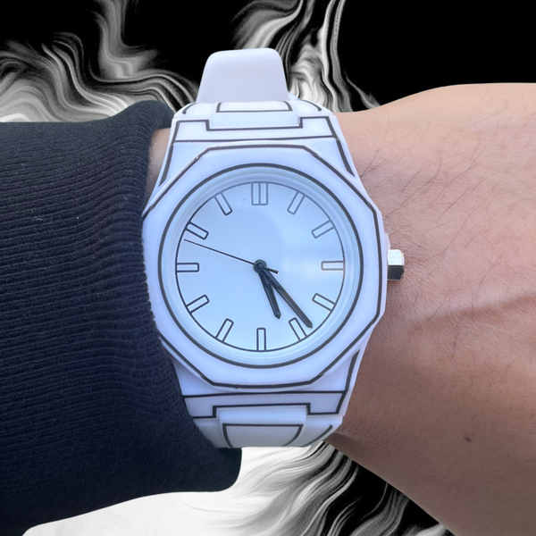 RICH RUBBER WHITE BLACK PREMIUM WATCH (Rubber)