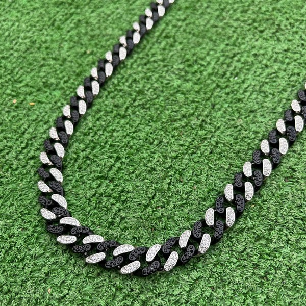 RICH BLACK WHITE DIAMOND CUBAN CHAIN 12mm (Limited Edition)