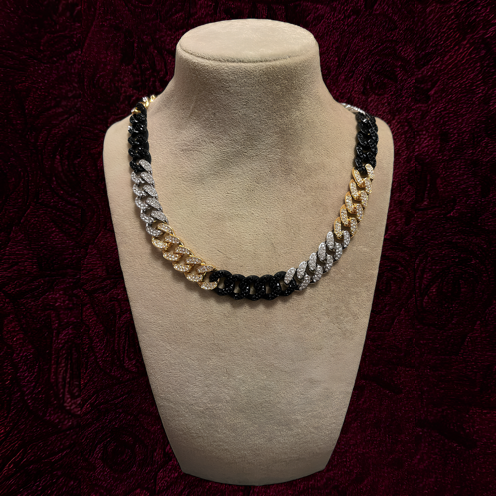 RICH TRIPLE COLOR BLACK GOLD DIAMOND CUBAN CHAIN 12mm (Limited Edition)