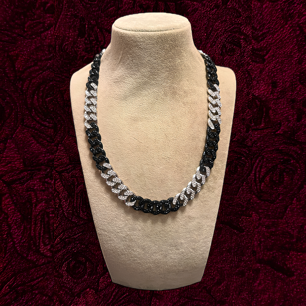 RICH BLACK WHITE DIAMOND CUBAN CHAIN 12mm No.2 (Limited Edition)