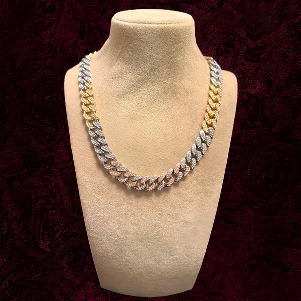RICH TRIPLE COLOR ROSE GOLD DIAMOND CUBAN CHAIN 12mm (Limited Edition)