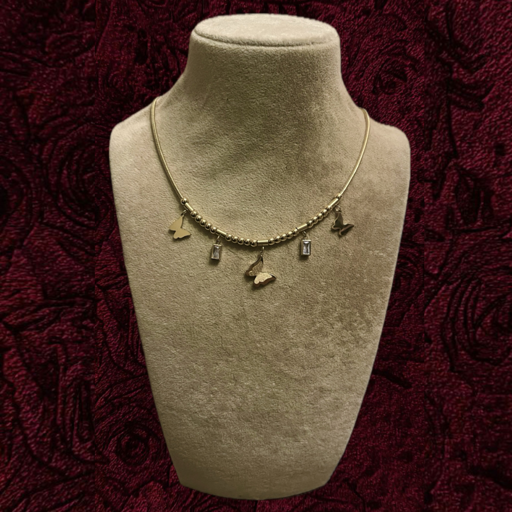 RICH BUTTERFLY DIAMOND GOLD ZİNCİR (Paslanmaz Çelik)