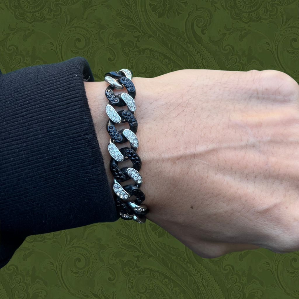 RICH BLACK DIAMOND CUBAN BRACELET 12mm