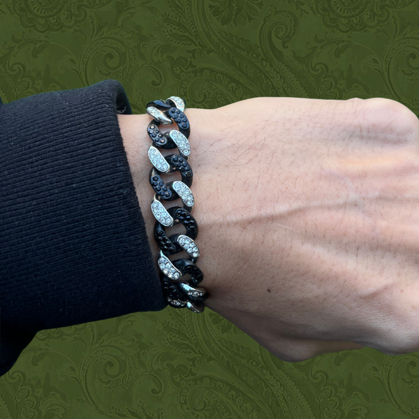 RICH BLACK DIAMOND CUBAN BRACELET 12mm