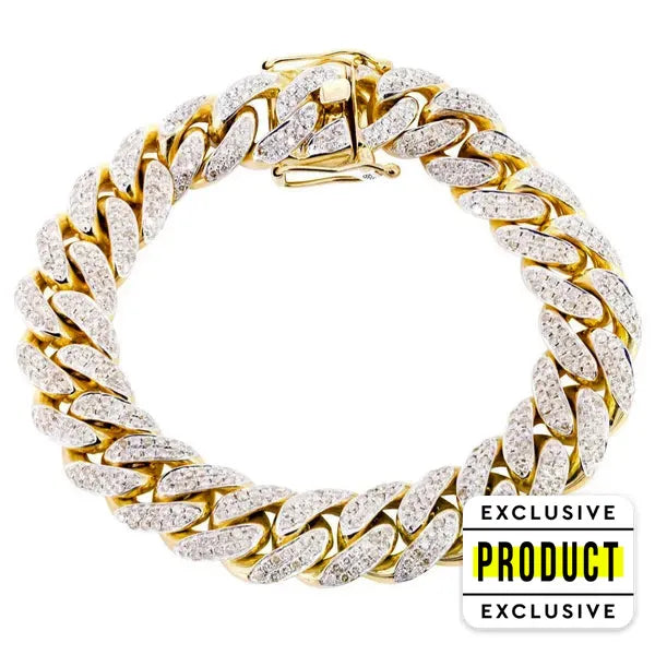 RICH ICE BRACELET 14K REAL GOLD & REAL DIAMOND 1.65ct