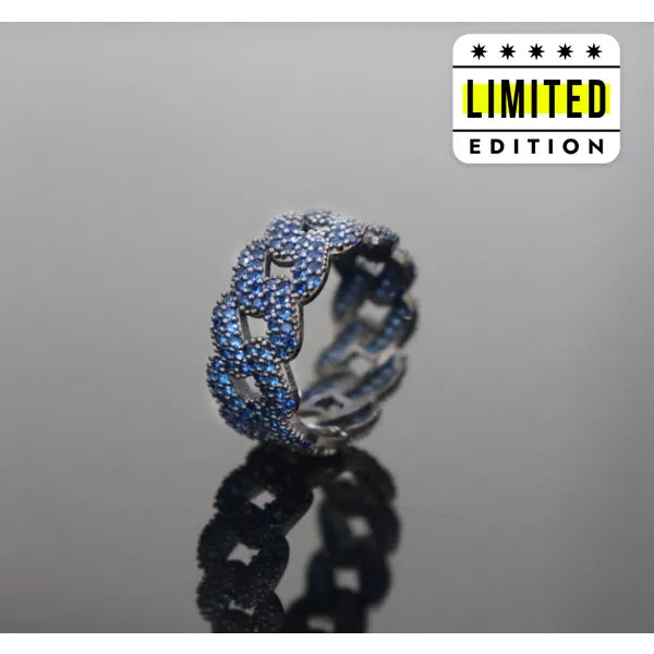 RICH CUBAN DARK BLUE RING (925K SILVER)