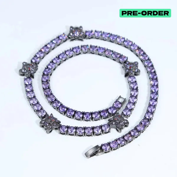 RICH GENGAR TENNIS CHAIN 5mm (Titanium & Altın Kaplama)