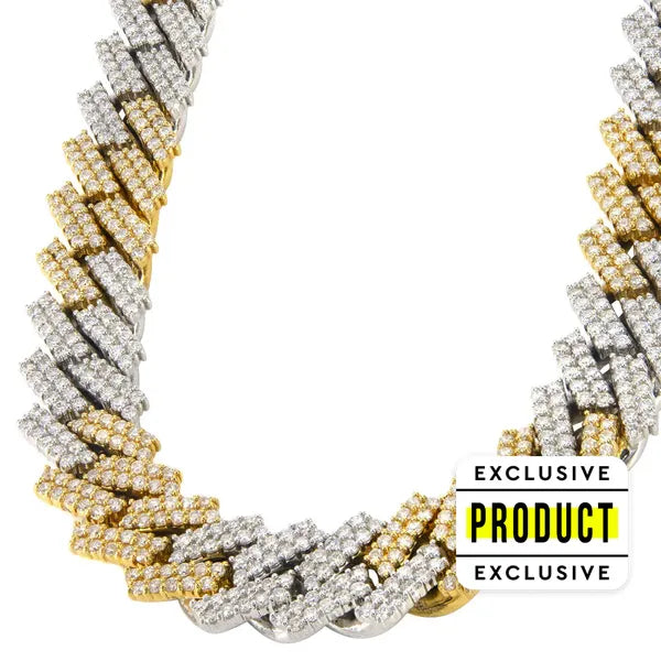RICH MIAMI CHAIN DOUBLE COLOR 14K REAL GOLD & REAL DIAMOND (14K Gerçek Altın & Gerçek Elmas)