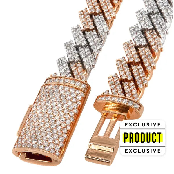 RICH MIAMI CHAIN DOUBLE COLOR 14K REAL GOLD & REAL DIAMOND (14K Gerçek Altın & Gerçek Elmas)