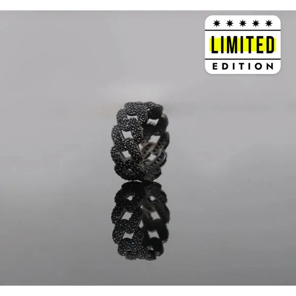 RICH CUBAN BLACK DIAMOND RING (925K SILVER)